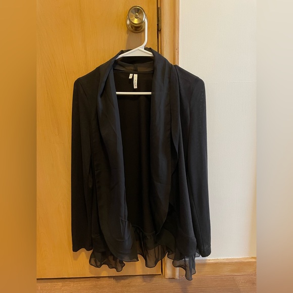 Studio Y Black Ruffle Cardigan: Size S - Picture 1 of 4